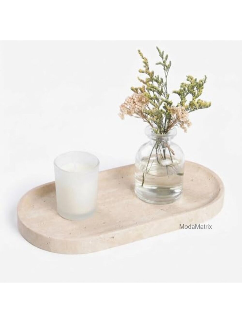 Travertine Stone Vanity Tray Rectangular Bathroom Organizer Non-Slip